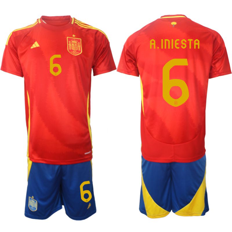 Men 2024-2025 Season Spain home red #6 Soccer Jersey